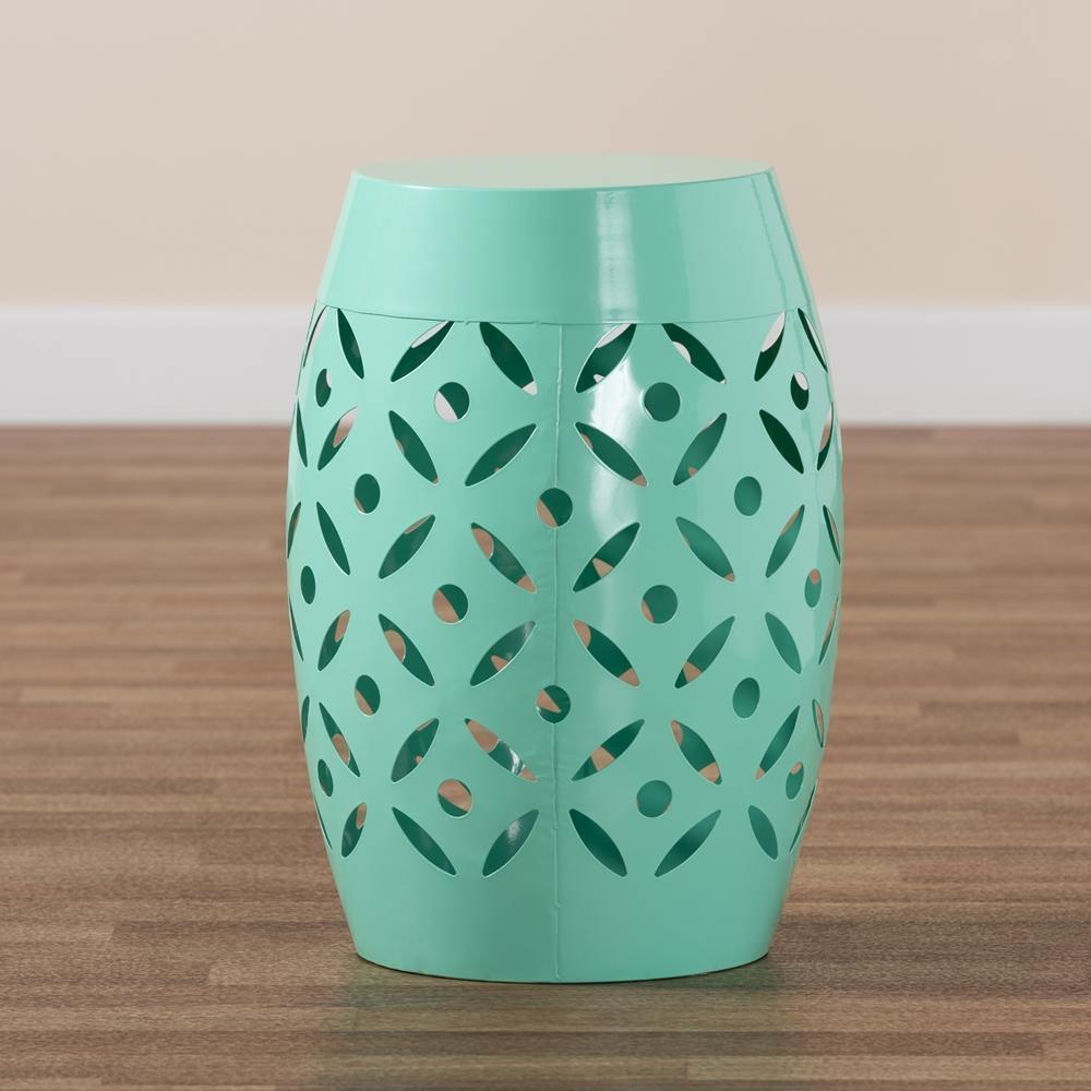 Hallie Modern and Contemporary Aqua Finished Metal Outdoor Side Table FredCo