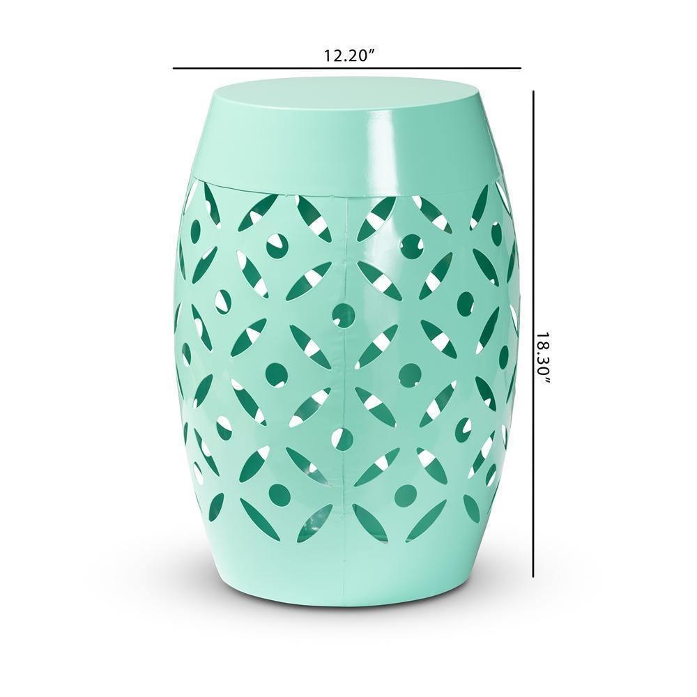 Hallie Modern and Contemporary Aqua Finished Metal Outdoor Side Table FredCo