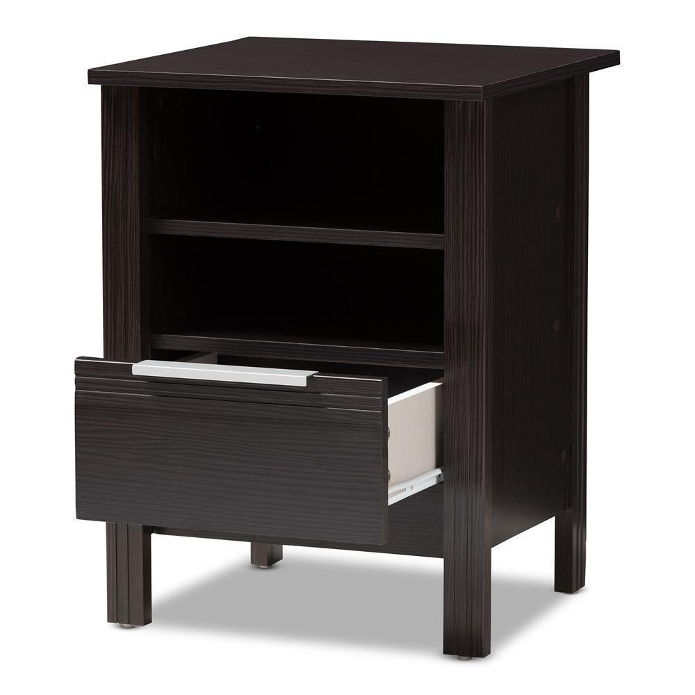 Hamish Modern and Contemporary Wenge Brown Finished 1-Drawer Nightstand FredCo