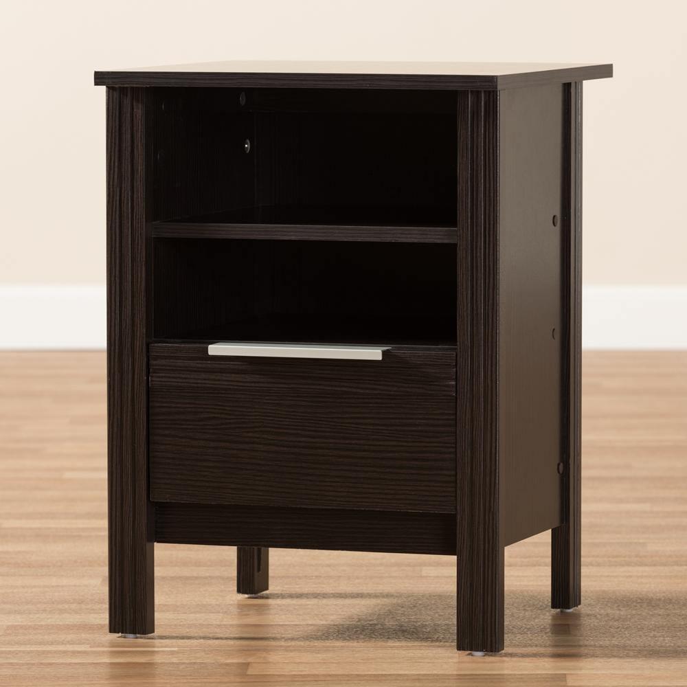 Hamish Modern and Contemporary Wenge Brown Finished 1-Drawer Nightstand FredCo