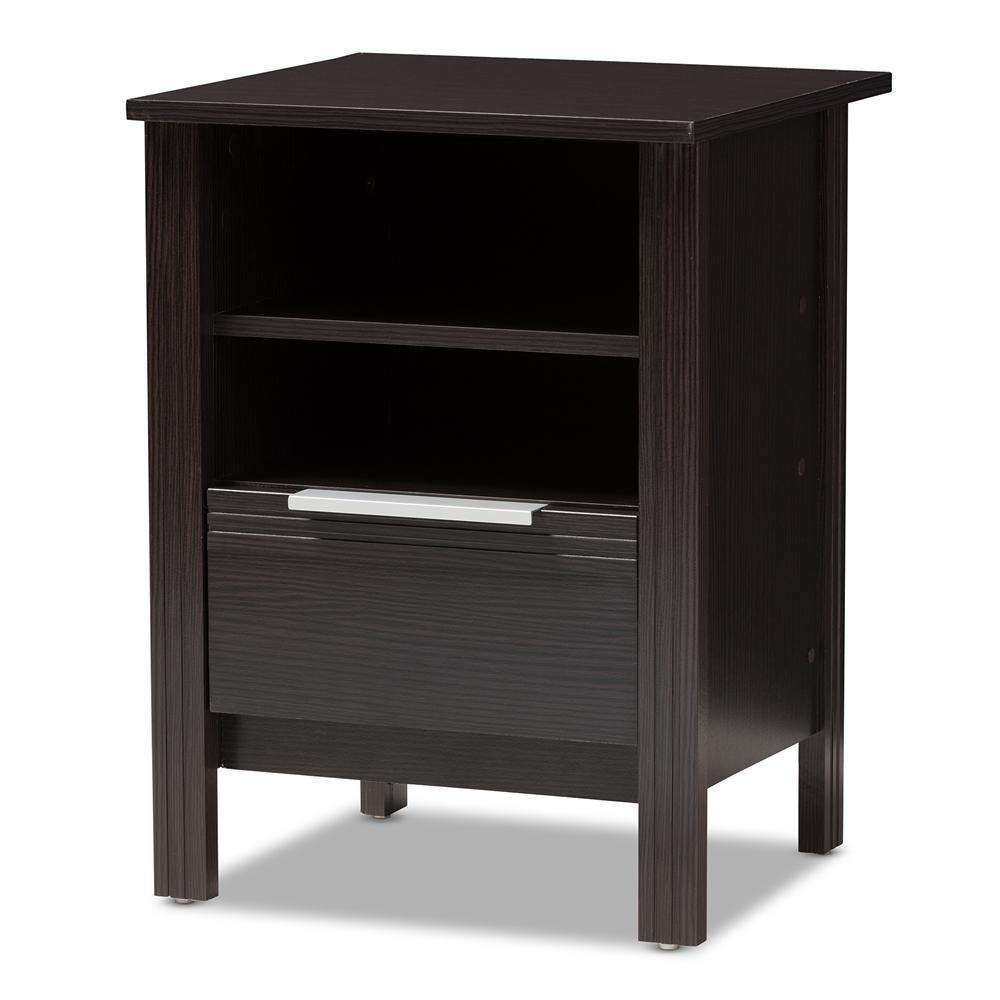 Hamish Modern and Contemporary Wenge Brown Finished 1-Drawer Nightstand FredCo