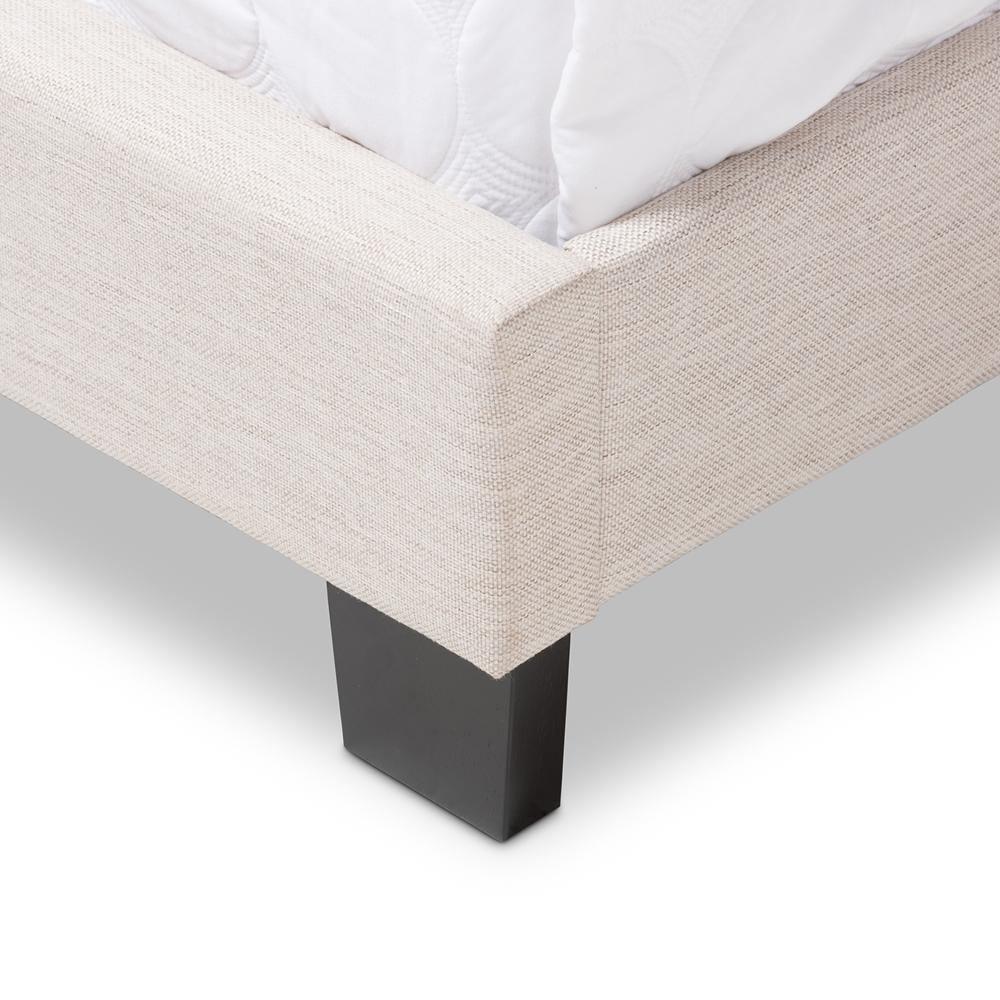 Hampton Modern and Contemporary Light Beige Fabric Upholstered Queen Size Bed FredCo