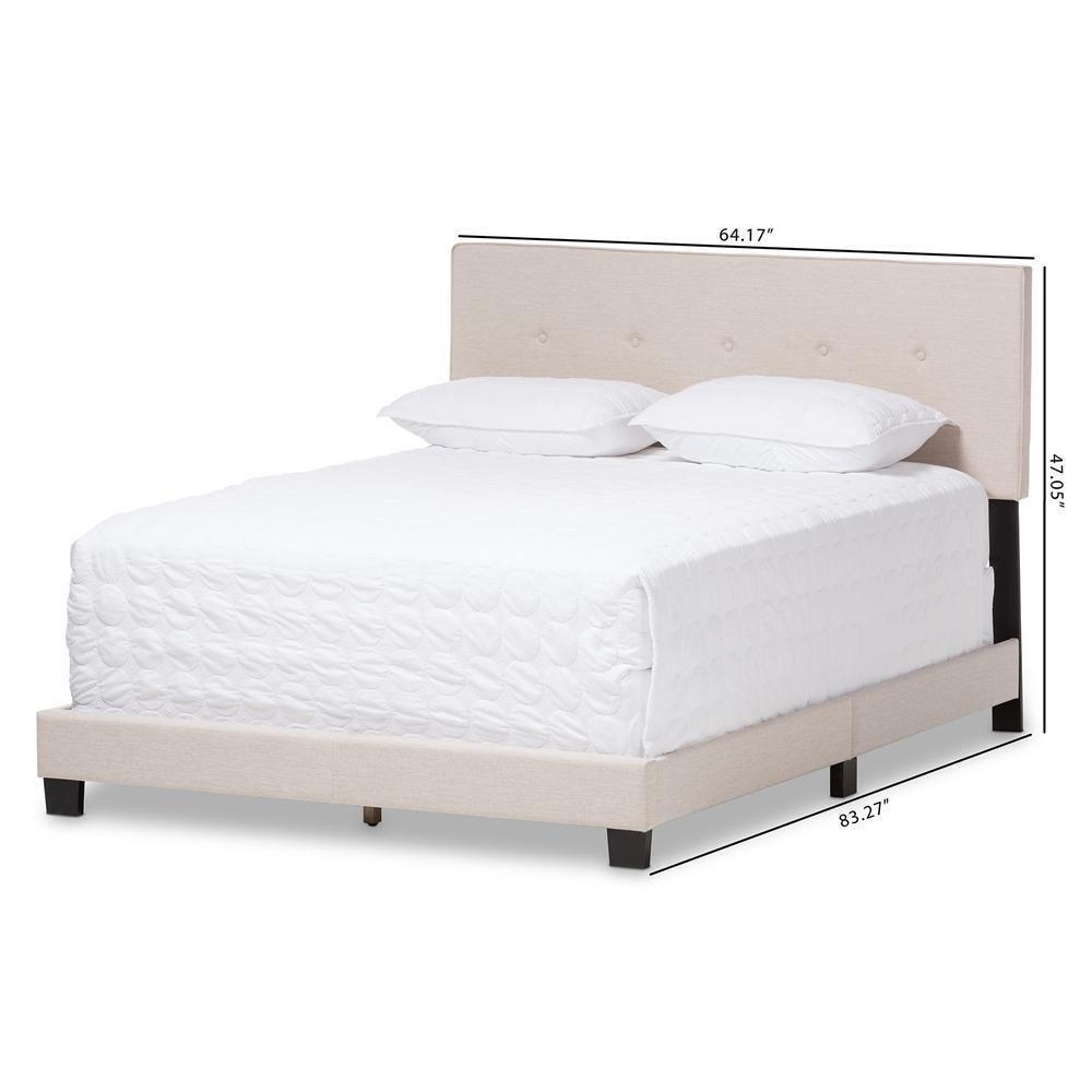 Hampton Modern and Contemporary Light Beige Fabric Upholstered Queen Size Bed FredCo