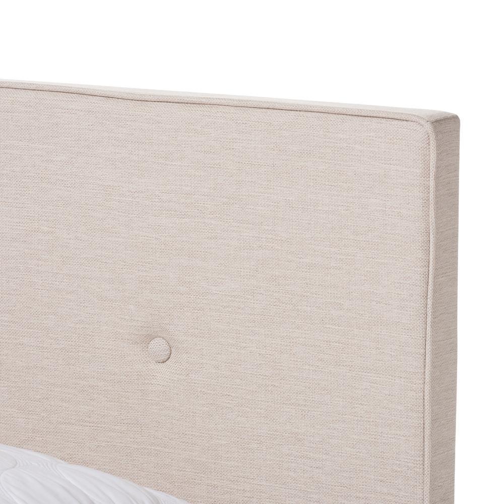 Hampton Modern and Contemporary Light Beige Fabric Upholstered Queen Size Bed FredCo
