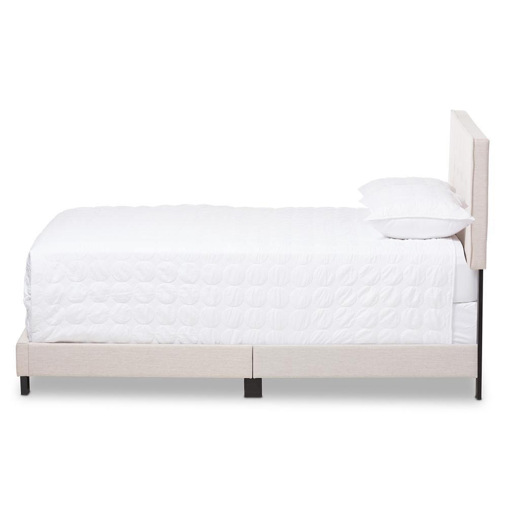 Hampton Modern and Contemporary Light Beige Fabric Upholstered Queen Size Bed FredCo