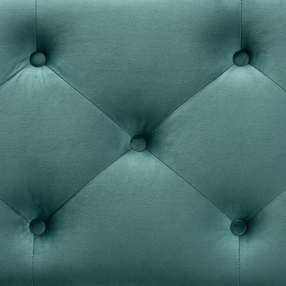 Hannah Modern and Contemporary Teal Blue Velvet Fabric Upholstered Button-Tufted Storage Ottoman Bench FredCo