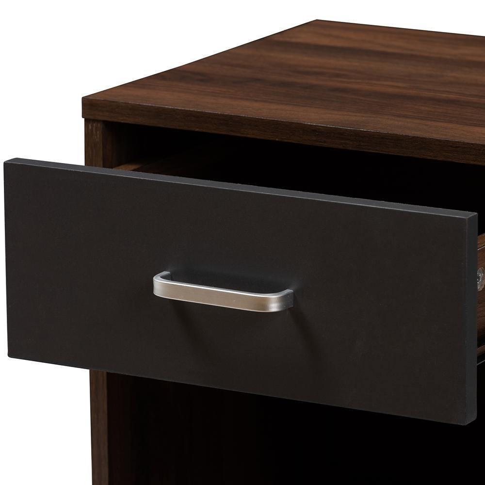Hansel Modern and Contemporary 1-Drawer Dark Brown and Dark Grey Finished Nightstand FredCo