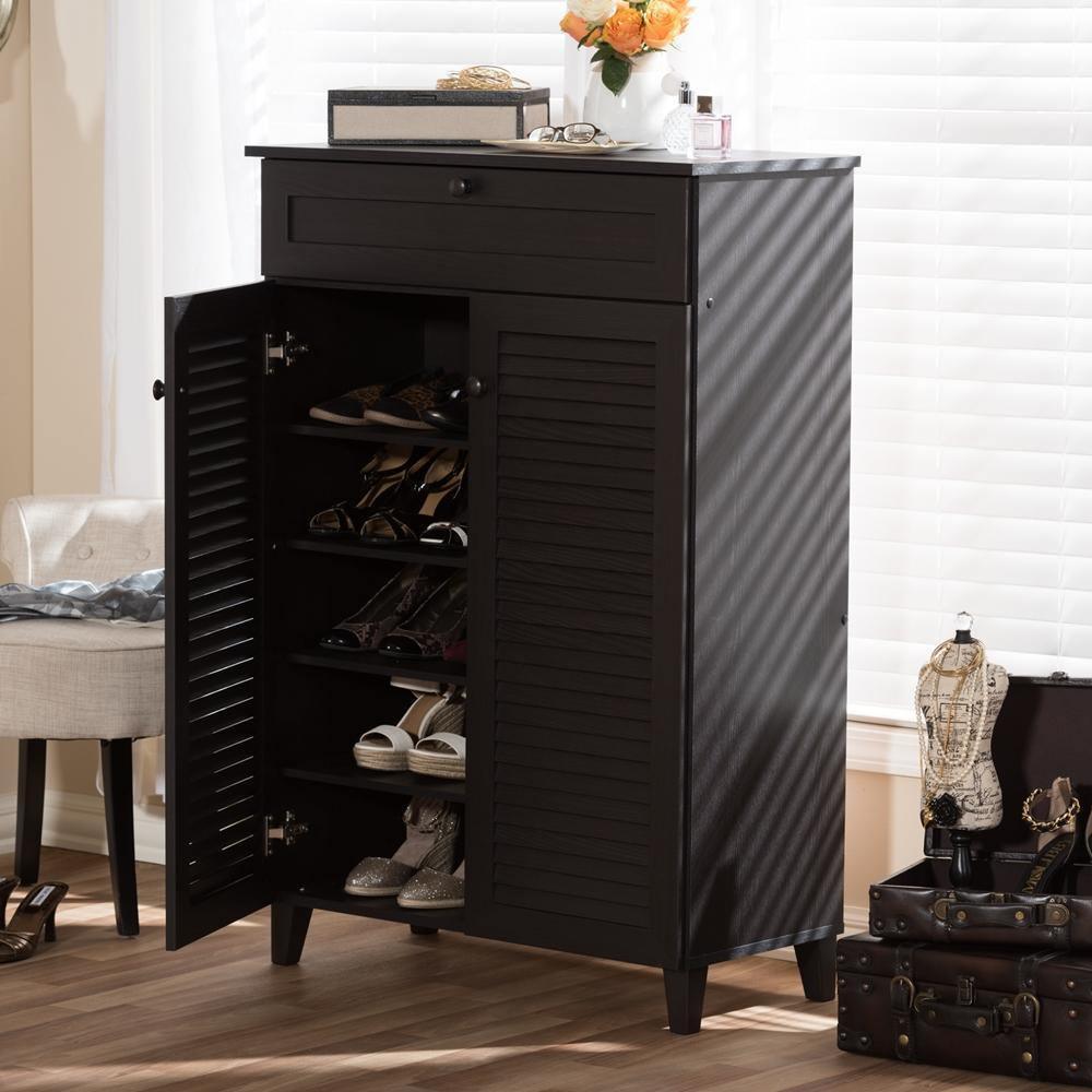 Harding Espresso Shoe-Storage Cabinet FredCo