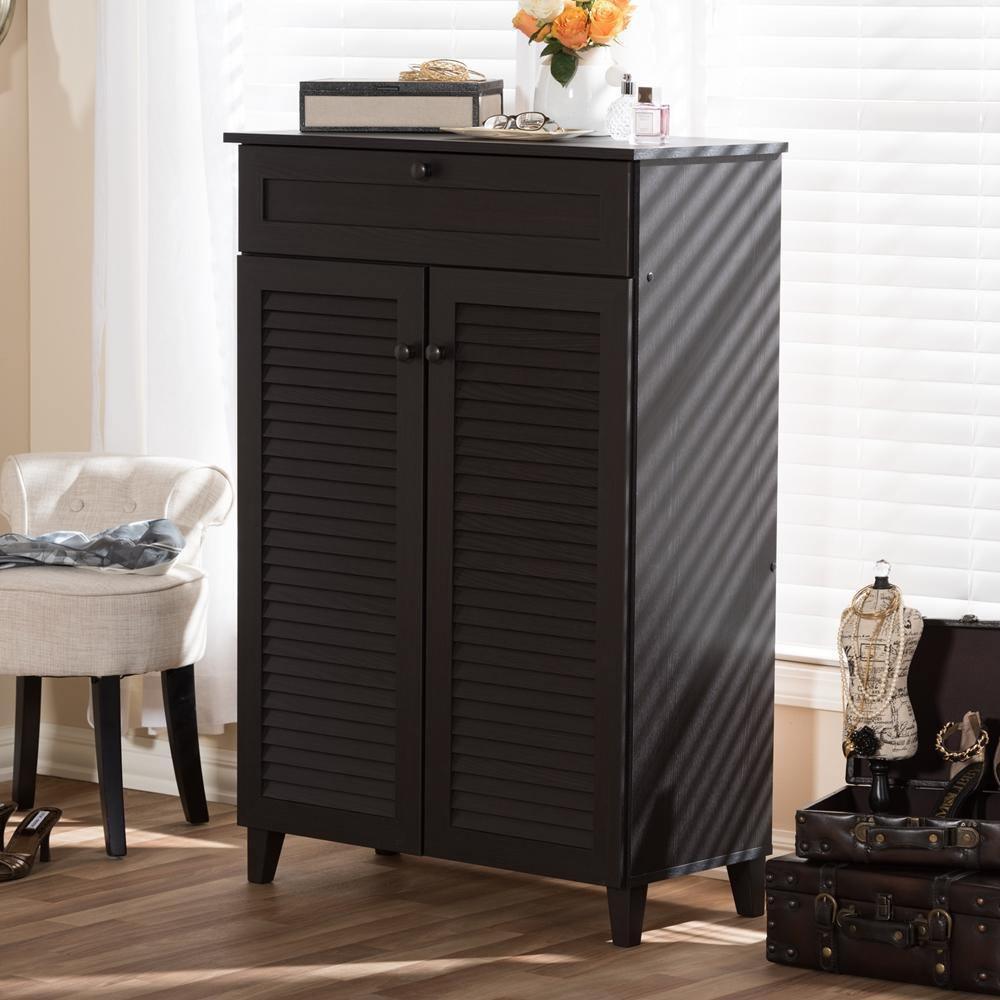 Harding Espresso Shoe-Storage Cabinet FredCo