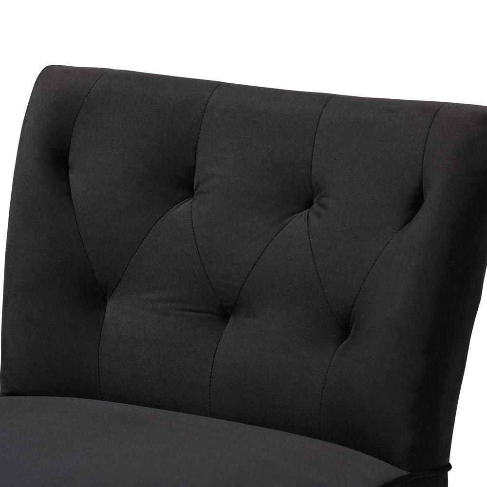 Harmon Modern and Contemporary Transitional Black Velvet Fabric Upholstered and Walnut Brown Finished Wood Accent Chair FredCo
