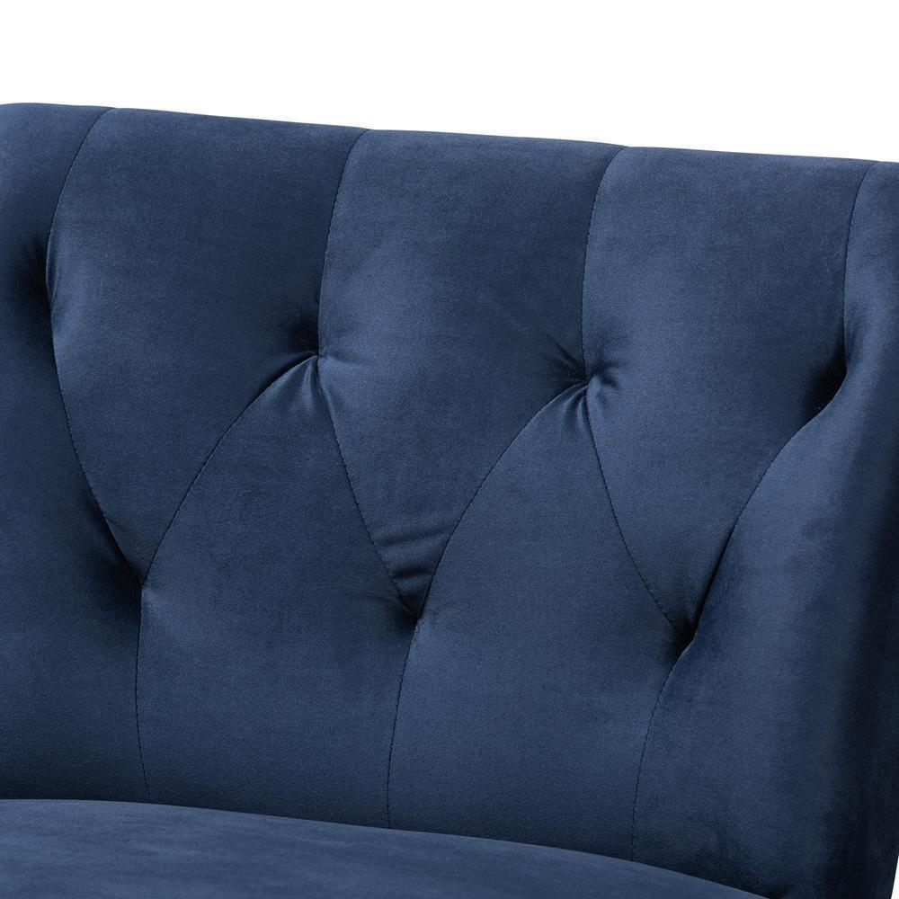 Harmon Modern and Contemporary Transitional Navy Blue Velvet Fabric Upholstered and Walnut Brown Finished Wood Accent Chair FredCo