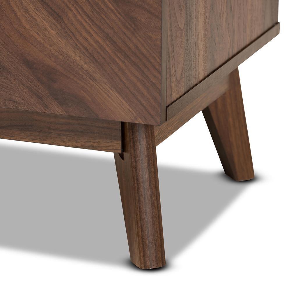 Hartman Mid-Century Modern Walnut Brown Finished Wood 2-Drawer Nightstand FredCo