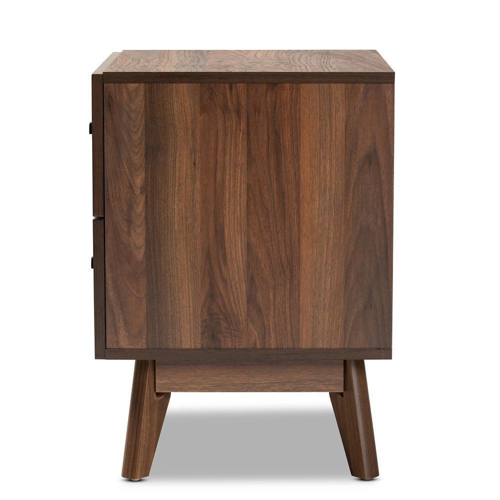 Hartman Mid-Century Modern Walnut Brown Finished Wood 2-Drawer Nightstand FredCo