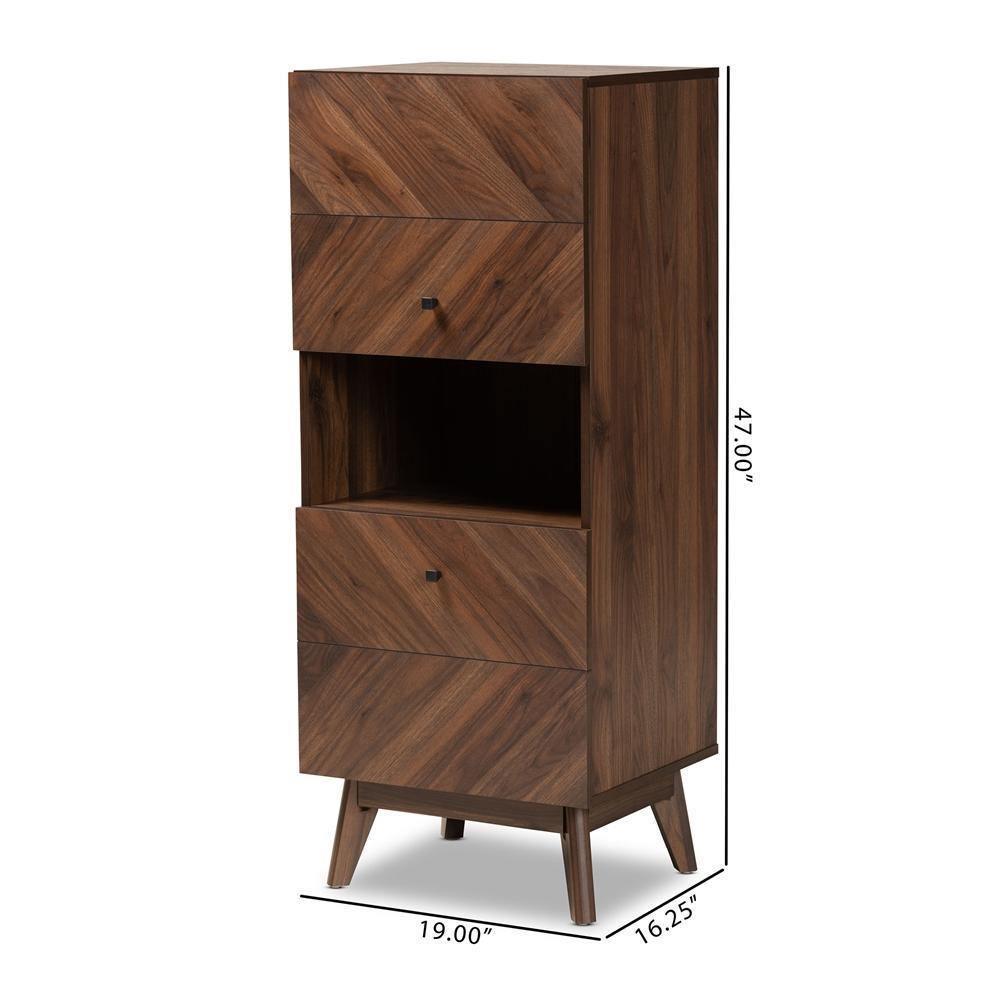 Hartman Mid-Century Modern Walnut Brown Finished Wood Storage Cabinet FredCo