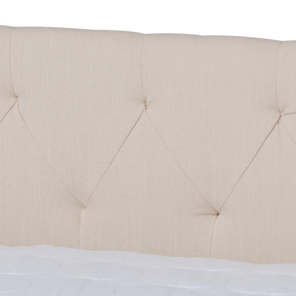 Haylie Modern and Contemporary Beige Fabric Upholstered Full Size Daybed with Roll-Out Trundle Bed FredCo