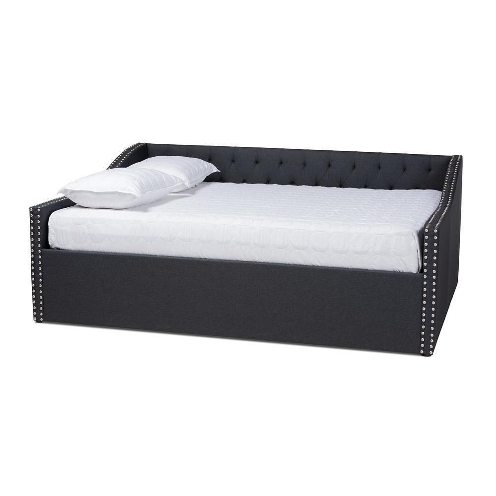 Haylie Modern and Contemporary Dark Grey Fabric Upholstered Full Size Daybed FredCo