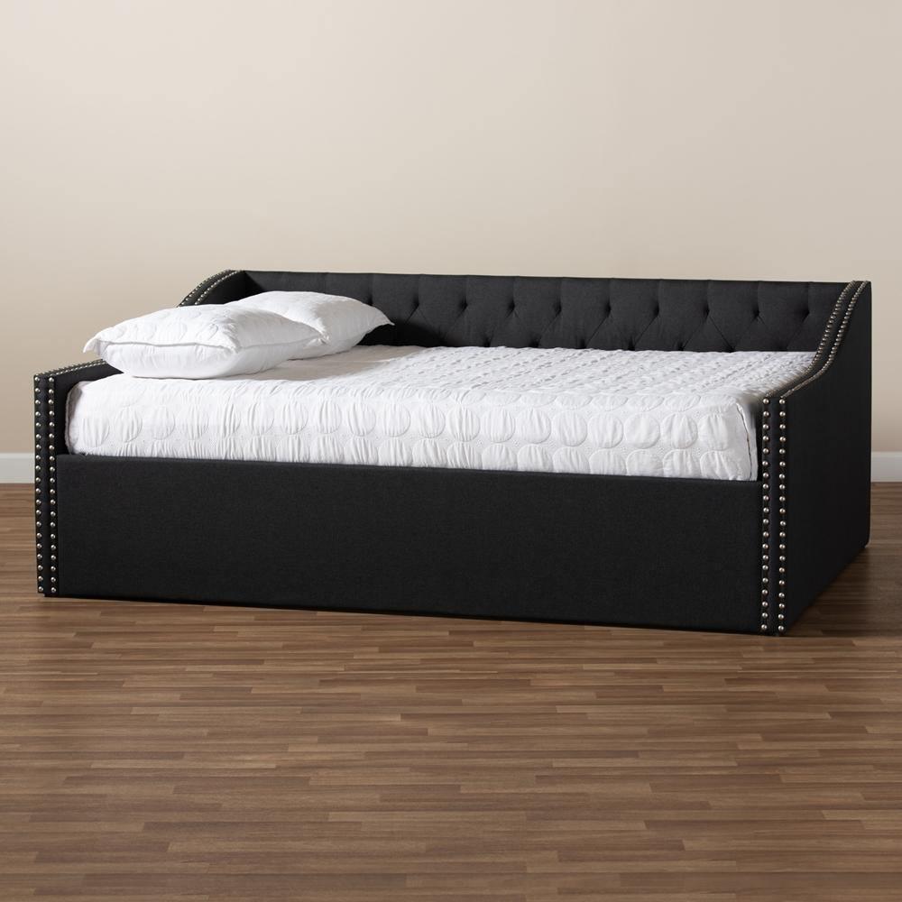 Haylie Modern and Contemporary Dark Grey Fabric Upholstered Full Size Daybed FredCo