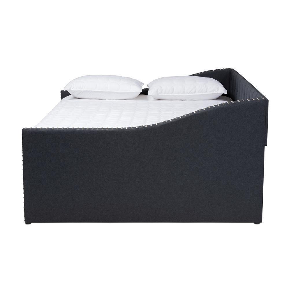 Haylie Modern and Contemporary Dark Grey Fabric Upholstered Full Size Daybed FredCo