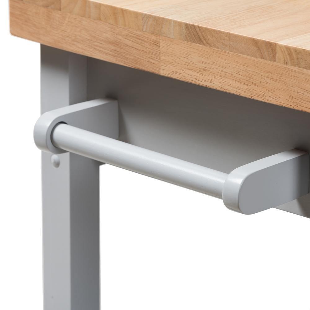 Hayward Coastal and Farmhouse Light Grey Wood Kitchen Cart FredCo