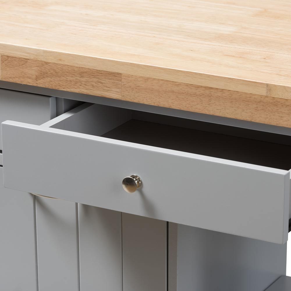 Hayward Coastal and Farmhouse Light Grey Wood Kitchen Cart FredCo