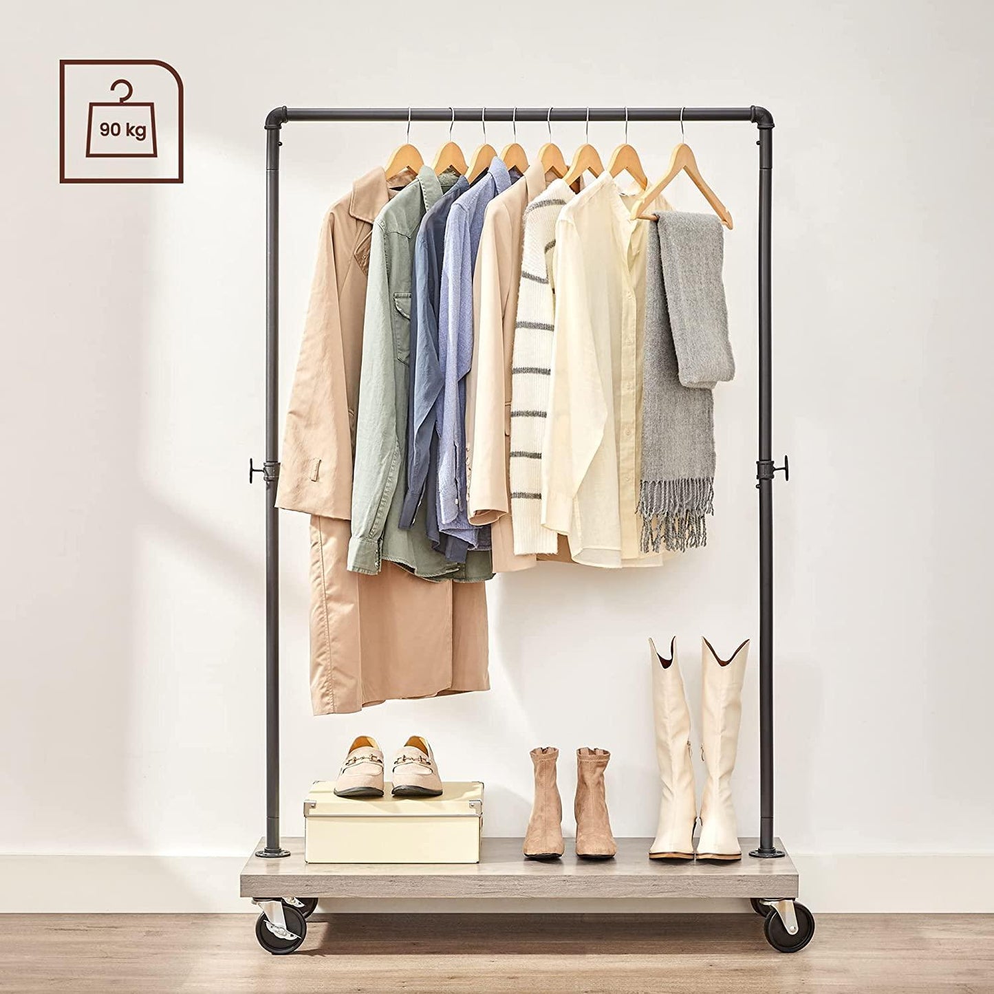 Heavy-Duty Clothing Rack, Greige, Black FredCo
