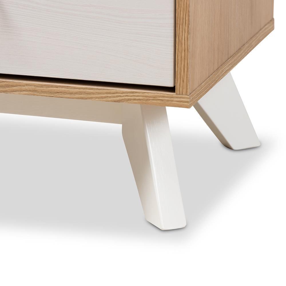 Helena Mid-Century Modern Natural Oak and Whitewashed Finished Wood 4-Drawer Chest FredCo