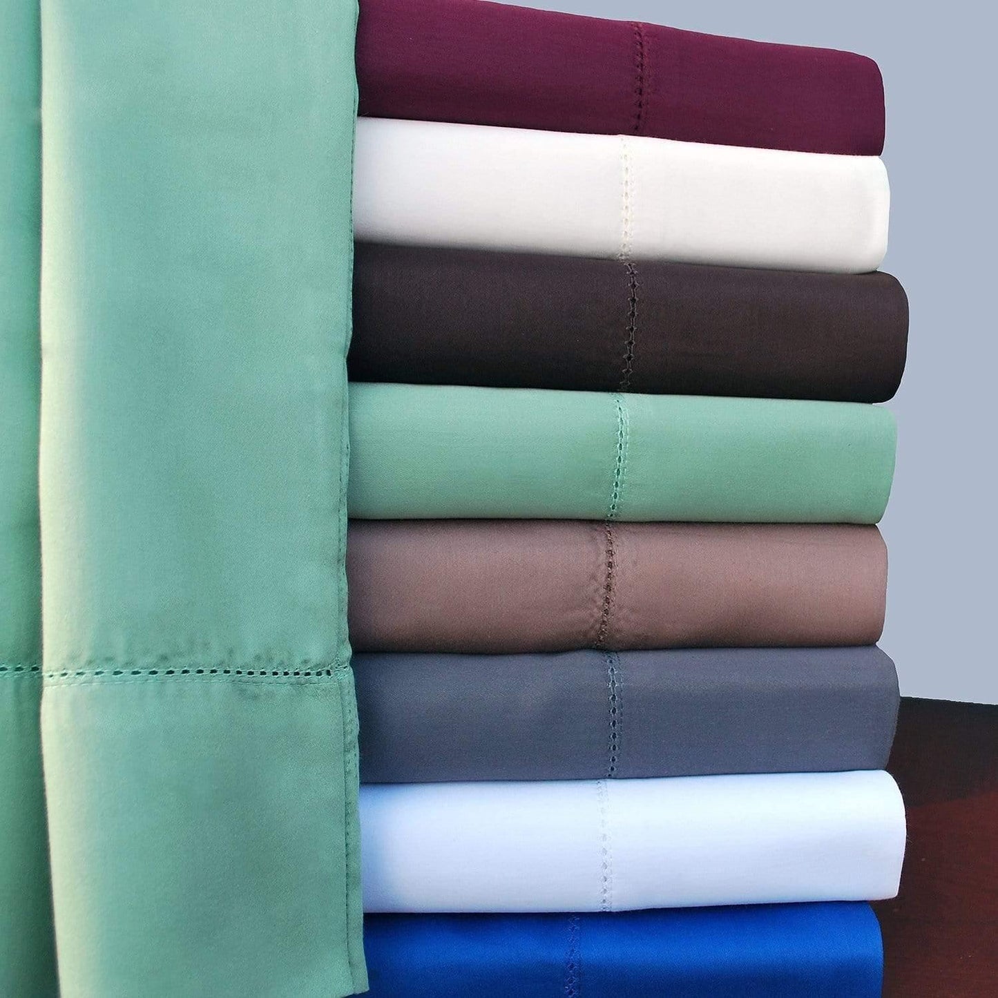 Hem Stitch 600-Thread-Count Pillowcases Set, Cotton Blend, 8 Colors FredCo