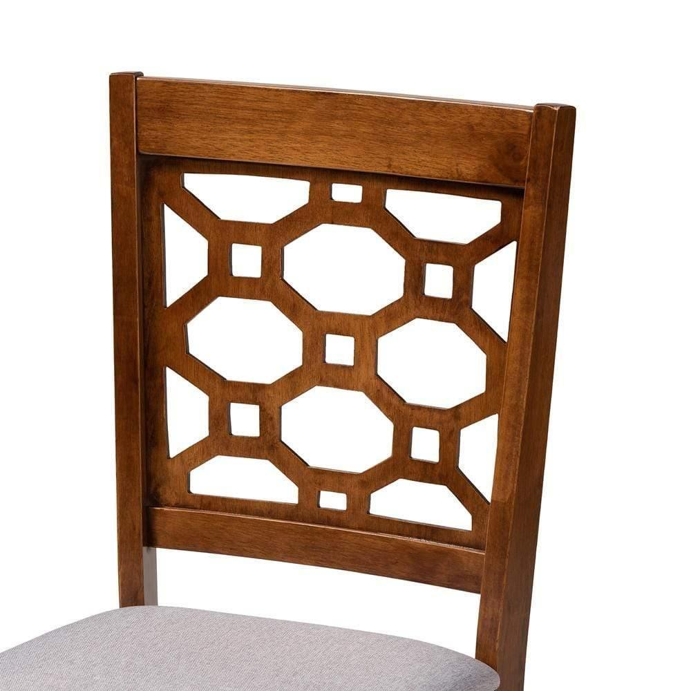 Henry Modern and Contemporary Grey Fabric Upholstered and Walnut Brown Finished Wood 5-Piece Dining Set FredCo