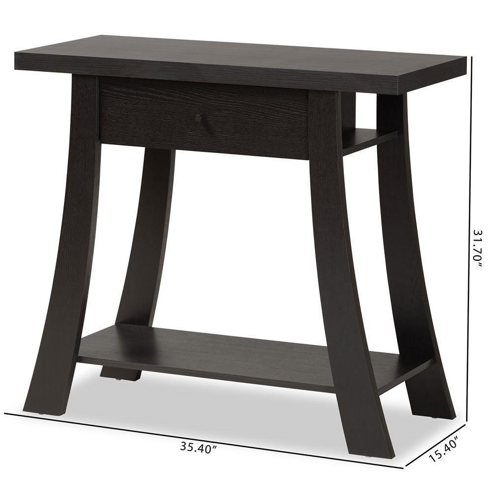 Herman Modern and Contemporary Dark Brown Finished Wood 1-Drawer Console Table FredCo