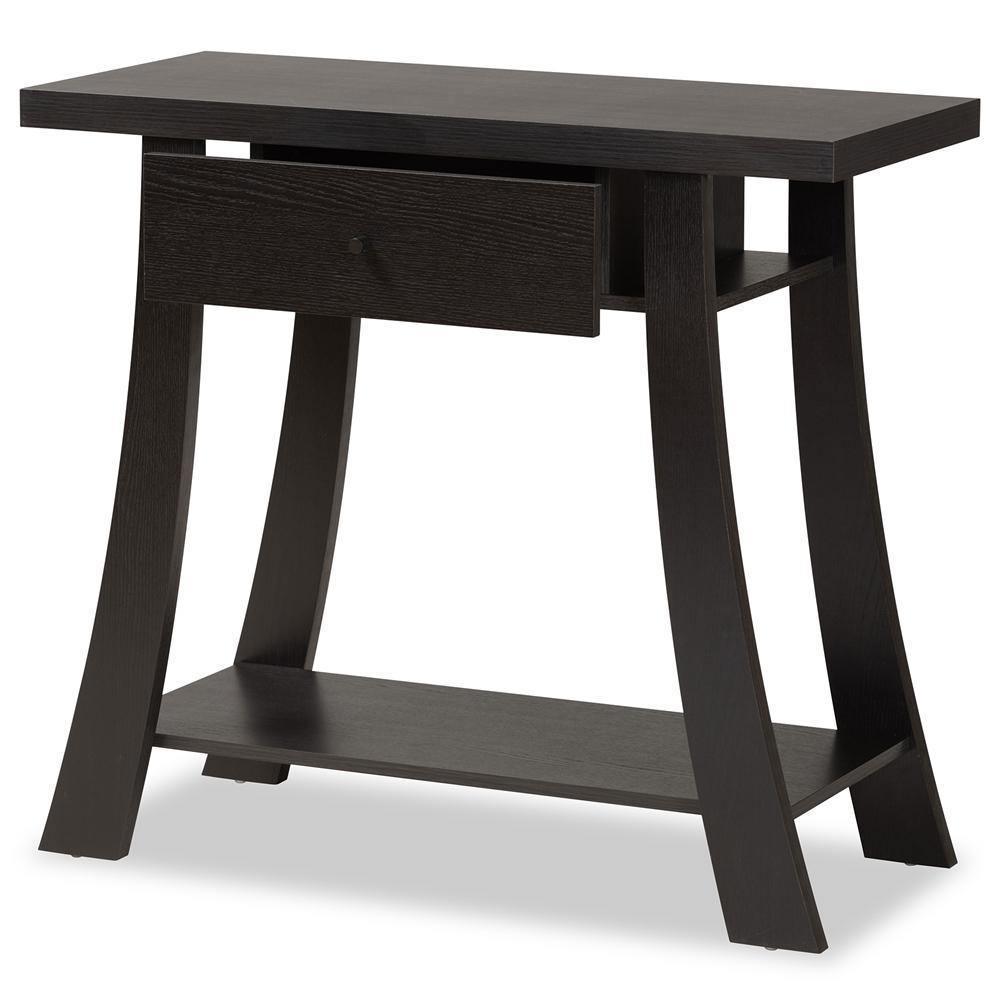 Herman Modern and Contemporary Dark Brown Finished Wood 1-Drawer Console Table FredCo