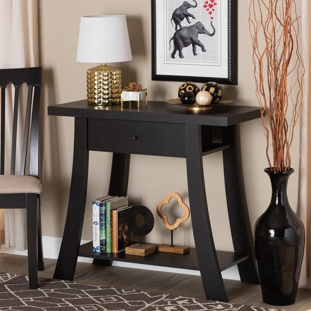 Herman Modern and Contemporary Dark Brown Finished Wood 1-Drawer Console Table FredCo