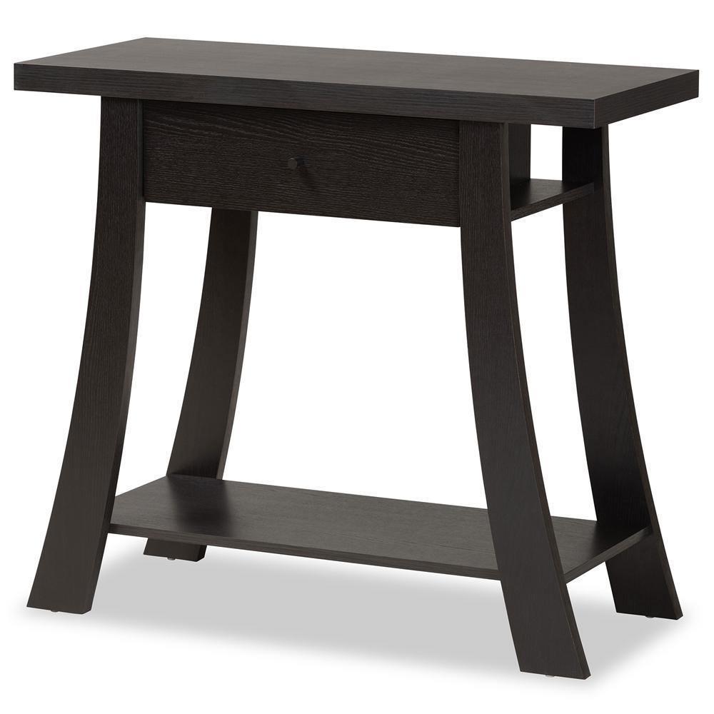 Herman Modern and Contemporary Dark Brown Finished Wood 1-Drawer Console Table FredCo