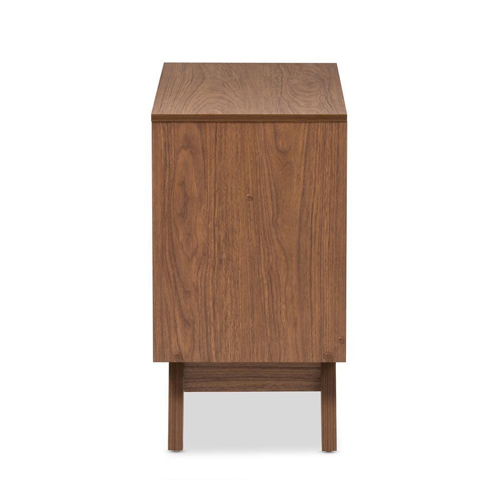 Hildon Mid-Century Modern White and Walnut Wood 3-Drawer Storage Chest FredCo