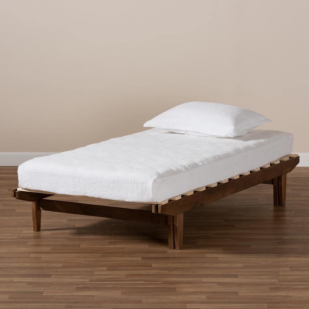 Hiro Modern and Contemporary Walnut Finished Wood Expandable Twin Size to King Size Bed Frame FredCo
