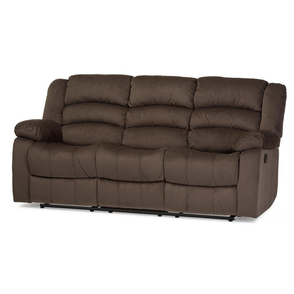 Hollace Modern and Contemporary Taupe Microsuede 3-Seater Recliner FredCo