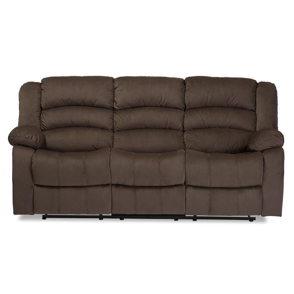 Hollace Modern and Contemporary Taupe Microsuede 3-Seater Recliner FredCo