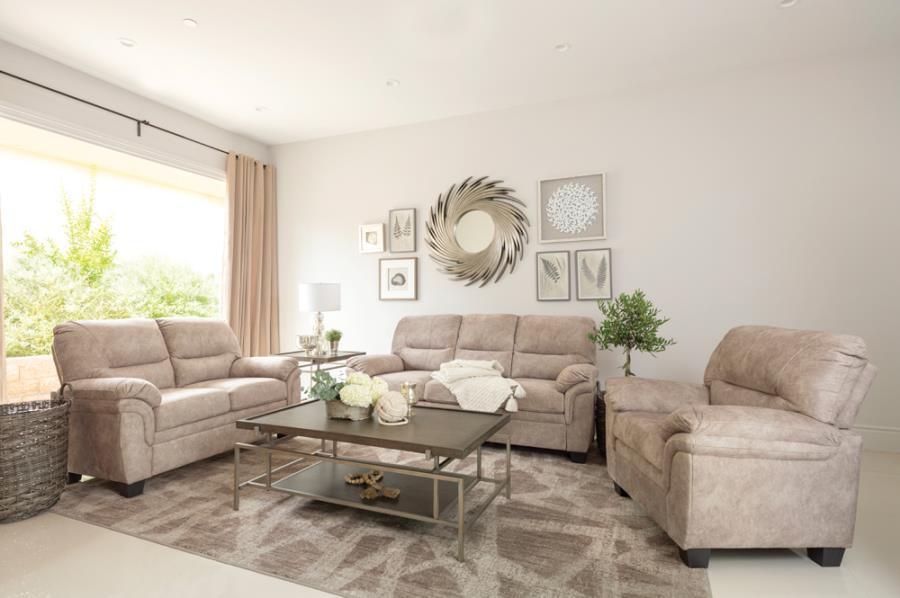 Holman 3-piece Pillow Top Arm Living Room Set Beige 509251-S3 Coaster FredCo