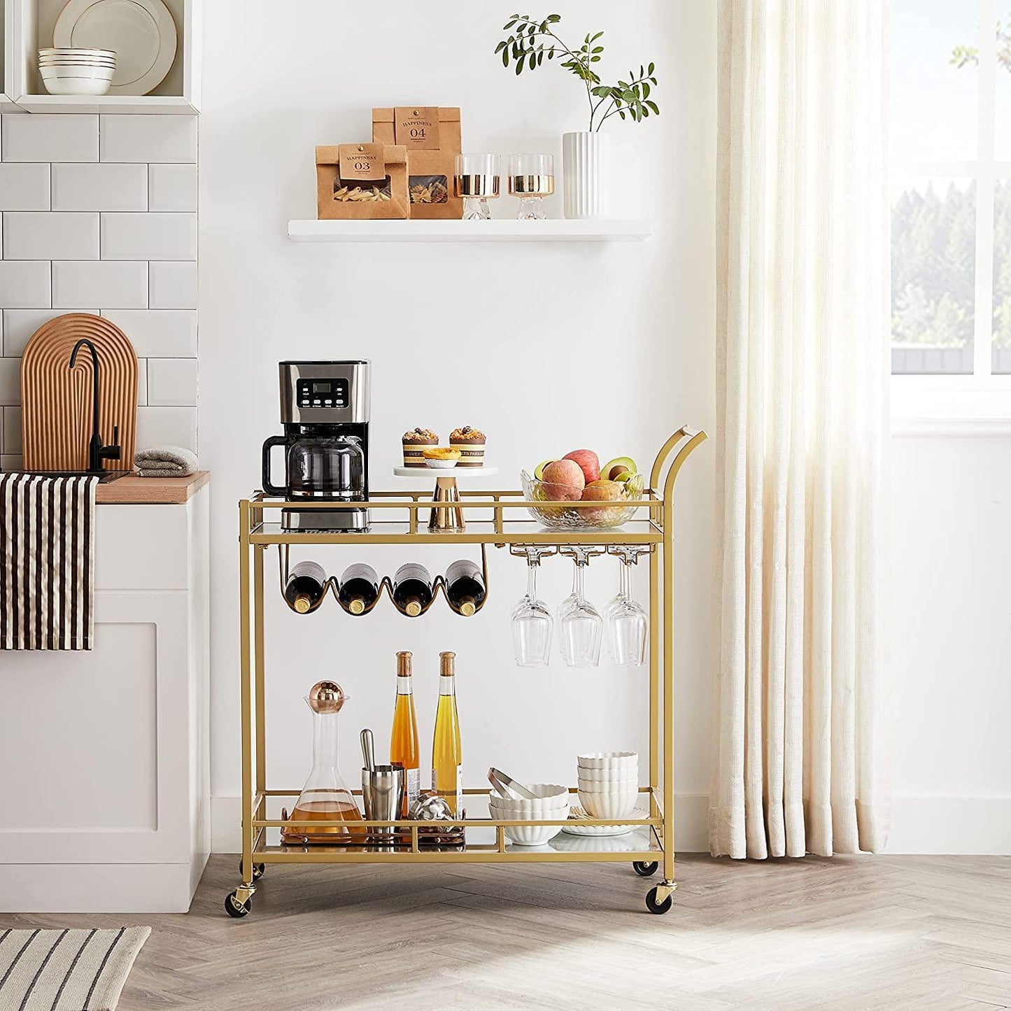 Home Bar Serving Cart Gold FredCo