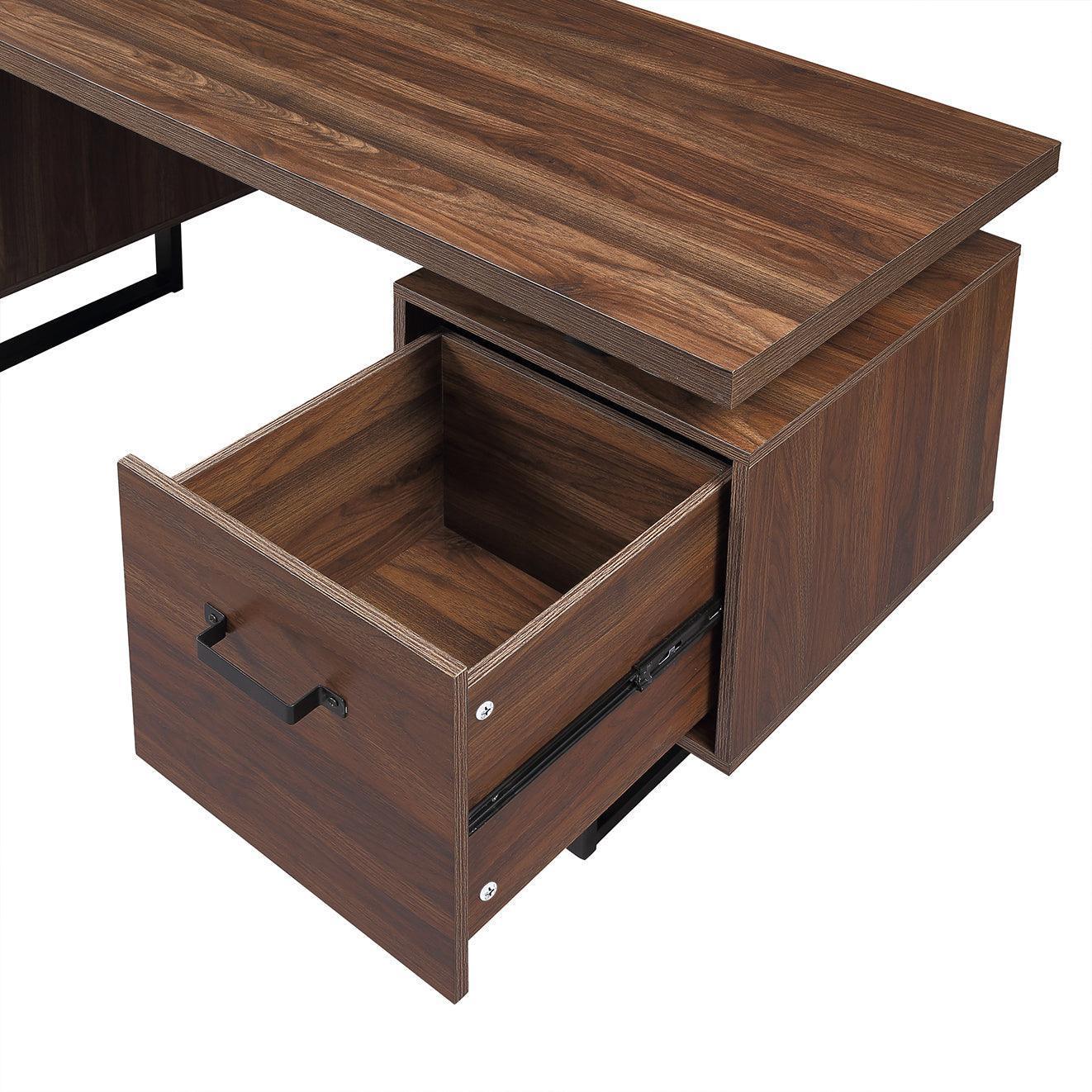 Home Office Computer Desk with Drawers, 59 inch Brown FredCo