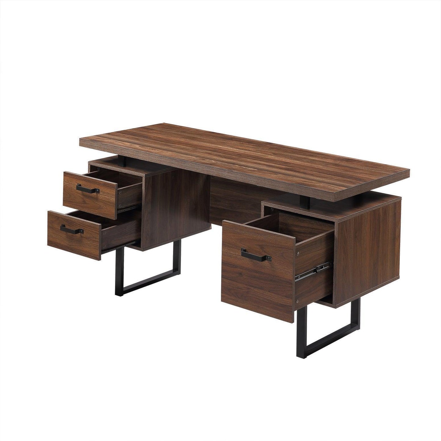 Home Office Computer Desk with Drawers, 59 inch Brown FredCo