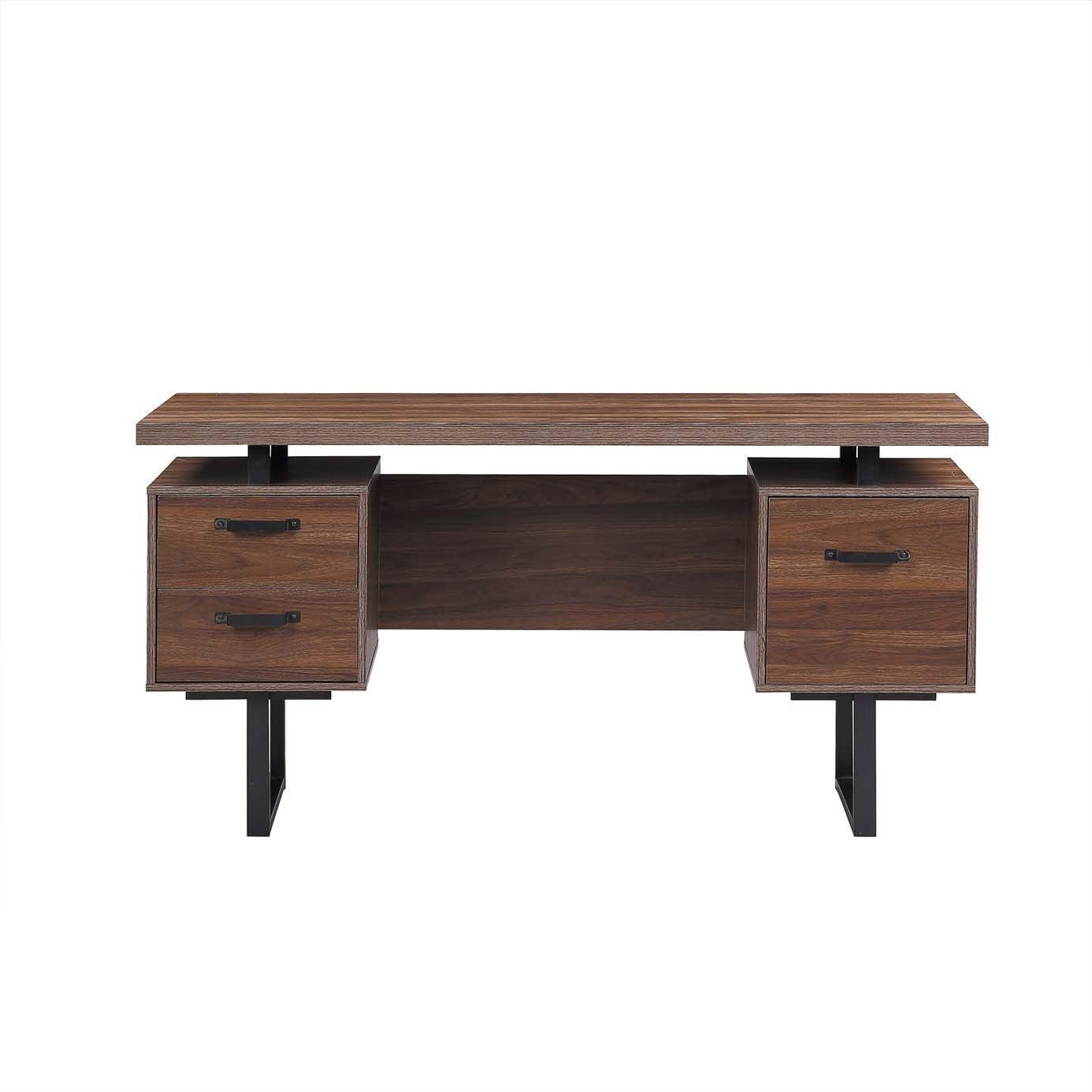 Home Office Computer Desk with Drawers, 59 inch Brown FredCo