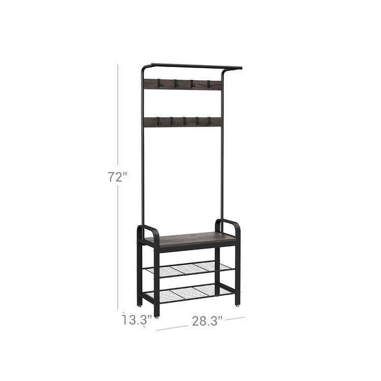 Honey Brown Hall Tree Wood and Steel FredCo