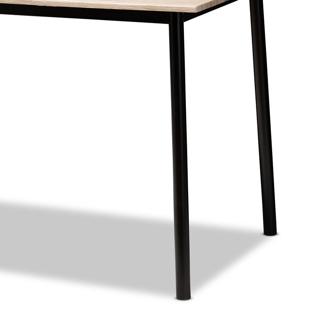 Honore Mid-Century Modern Light Brown Wood Finished Matte Black Frame 5-Piece Dining Set FredCo