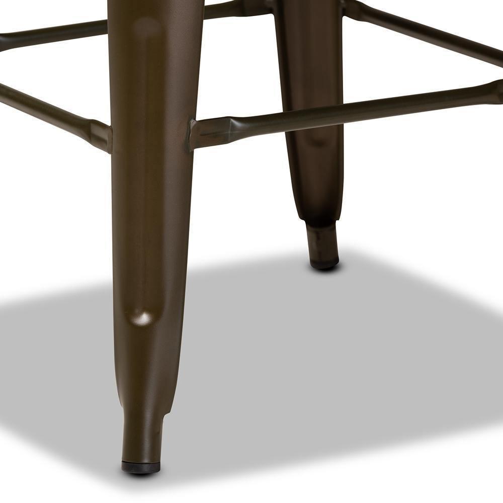 Horton Modern and Contemporary Brown Metal and Walnut Brown Finished Wood 4-Piece Bar Stool Set FredCo