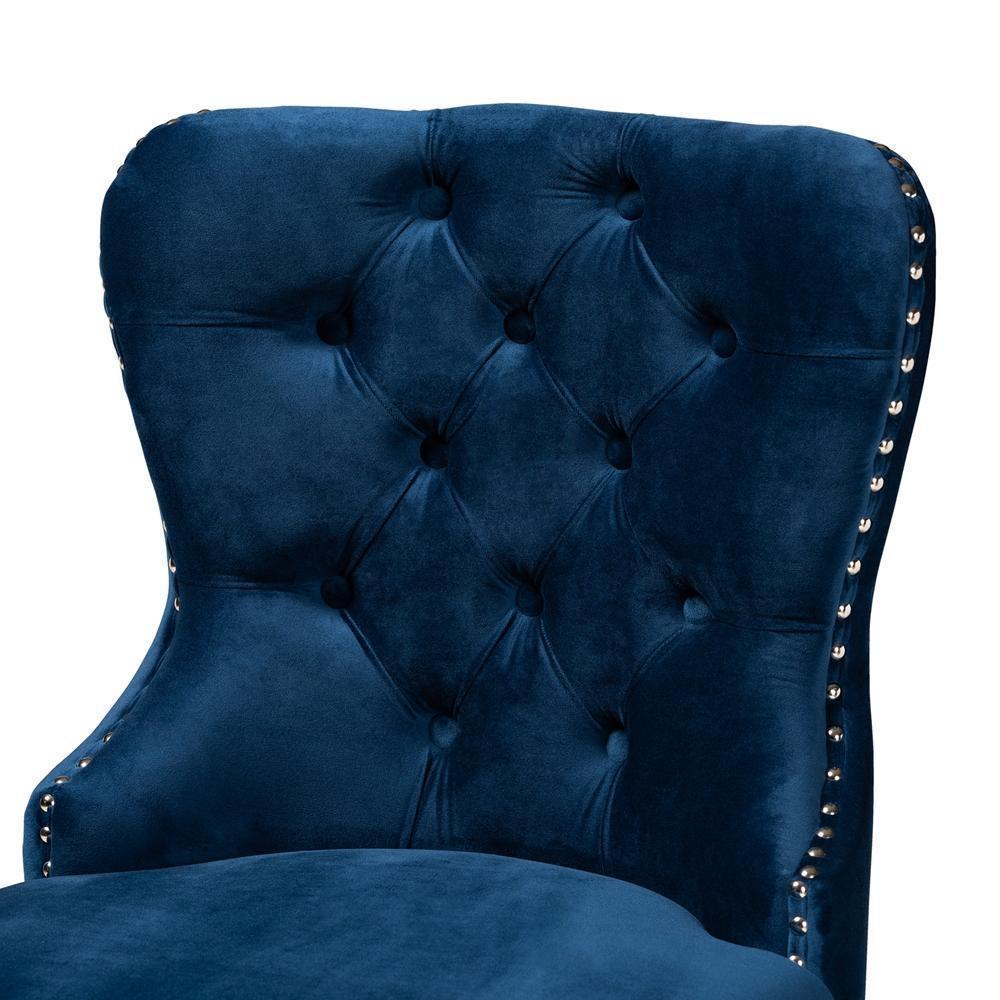 Howell Modern Transitional Navy Blue Velvet Upholstered and Dark Brown Finished Wood 2-Piece Counter Stool Set FredCo