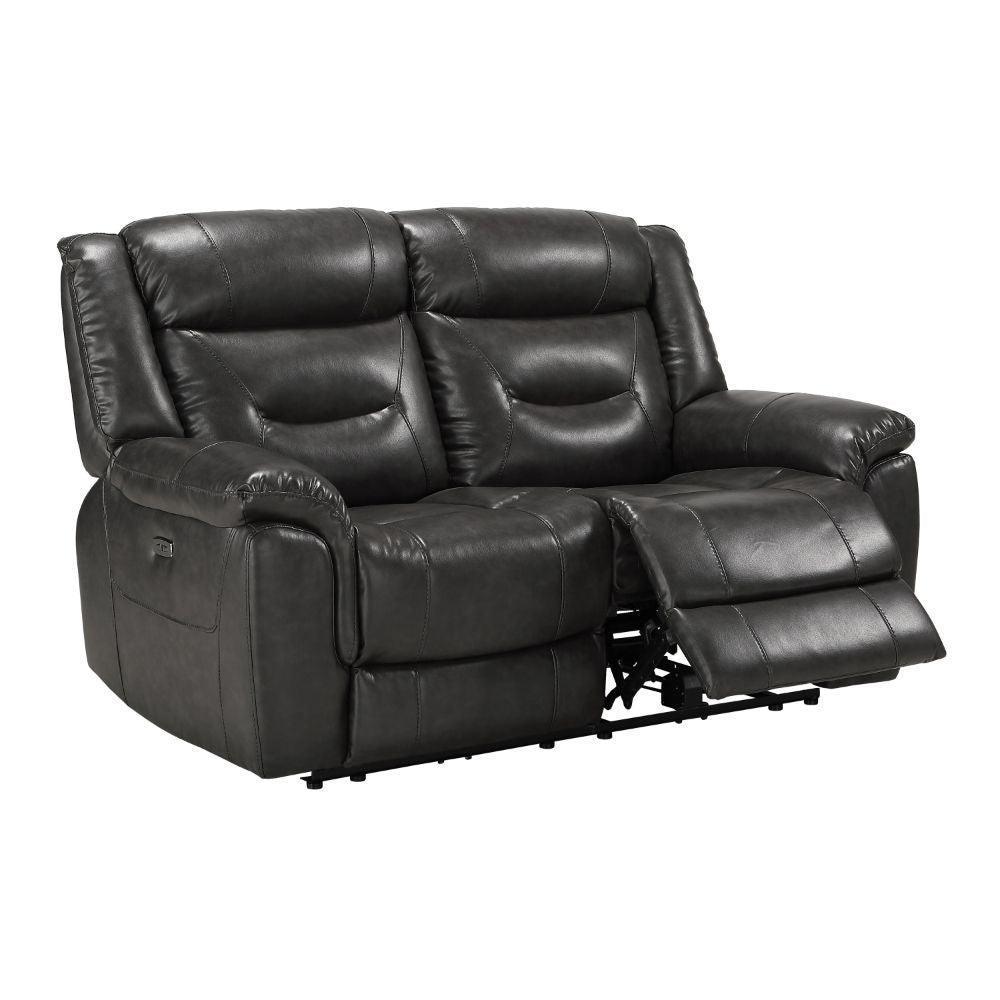 Imogen Loveseat w/USB Port (Power Motion) Gray Leather-Aire FredCo