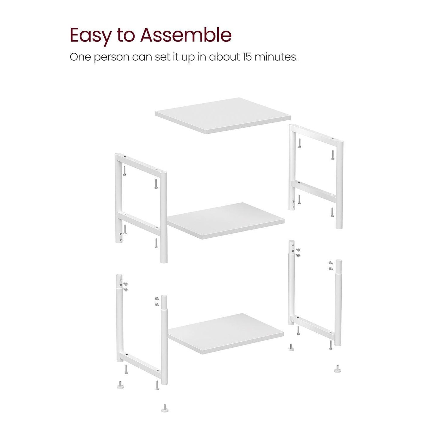 Industrial 3-Tier Tall Side Table White FredCo