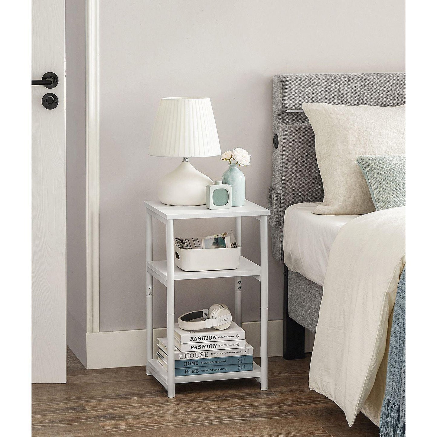 Industrial 3-Tier Tall Side Table White FredCo