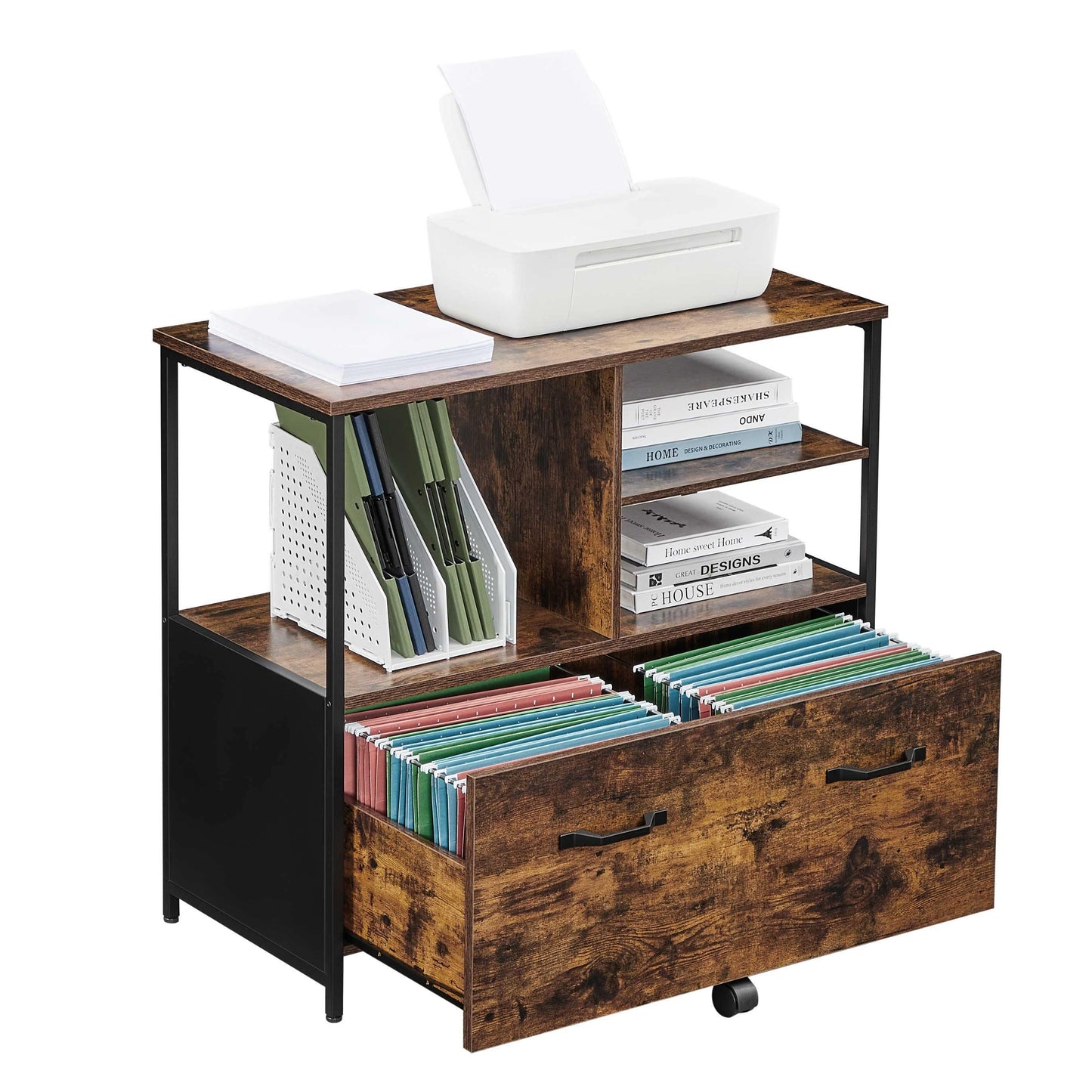 Industrial Brown Large File Cabinet with Drawer FredCo