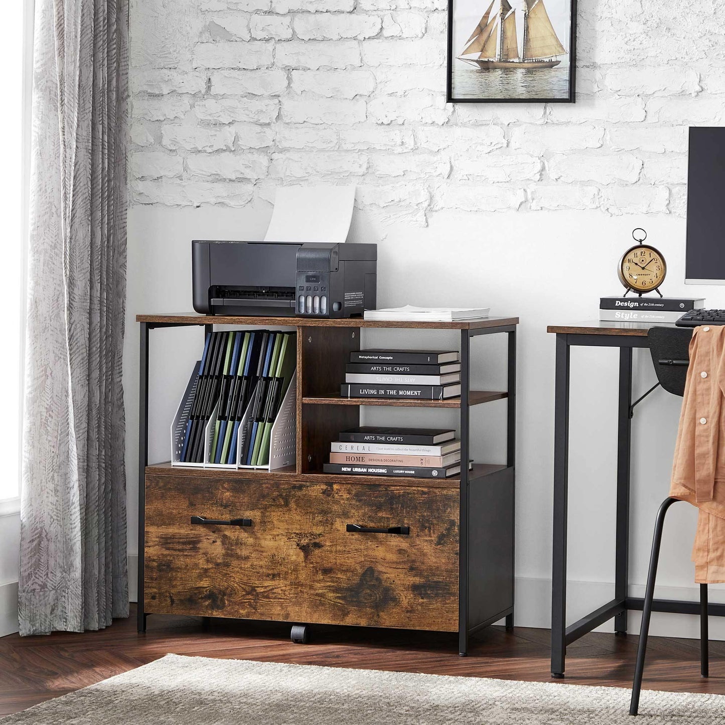 Industrial Brown Large File Cabinet with Drawer FredCo